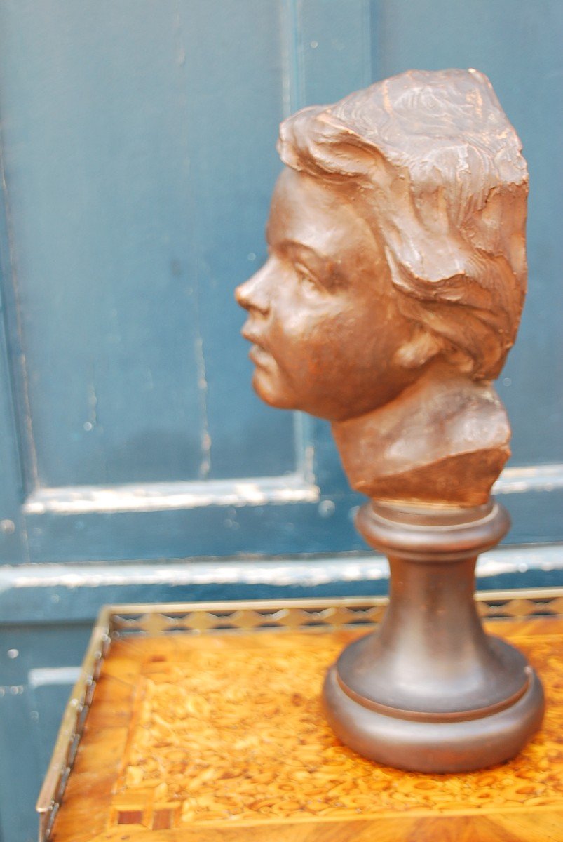 Bust Of Young Boy In Terracotta XIX-photo-1