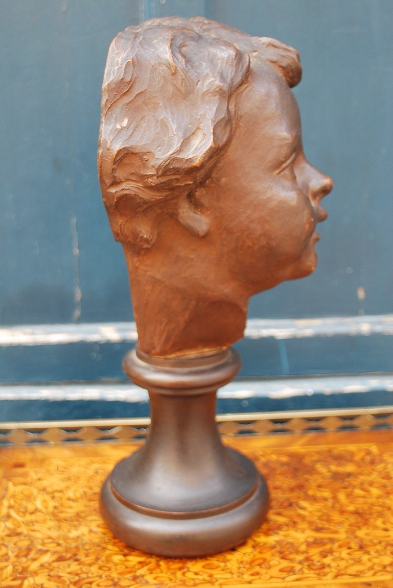 Bust Of Young Boy In Terracotta XIX-photo-3