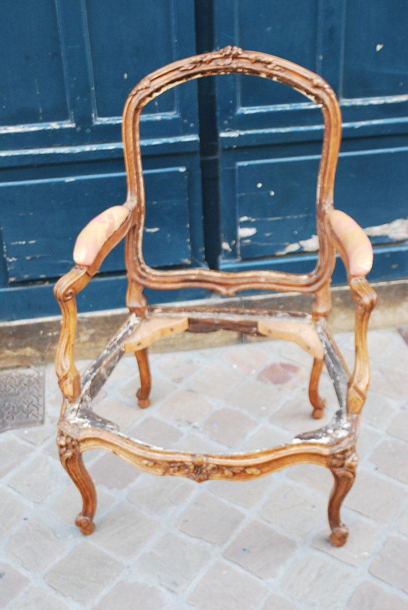 Important Queen Chassis Armchair Stamped By Delaporte XVIII-photo-6