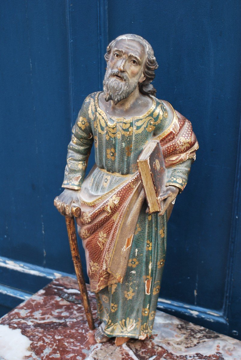 Statue Of Saint Anthony Polychrome Wood XVIII-photo-1
