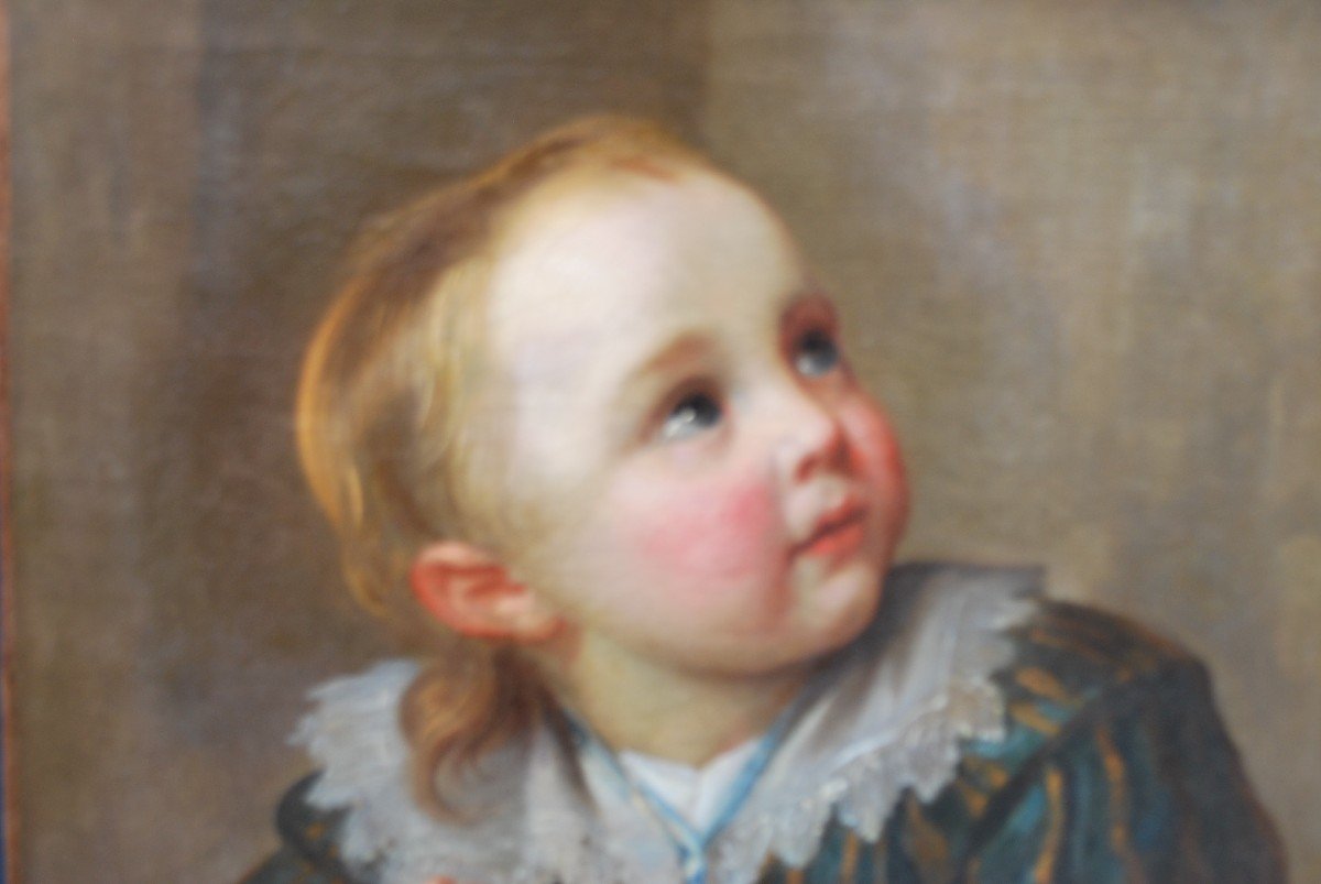 Portrait De Jeune Enfant Aux Cerises école XVIIIeme-photo-2