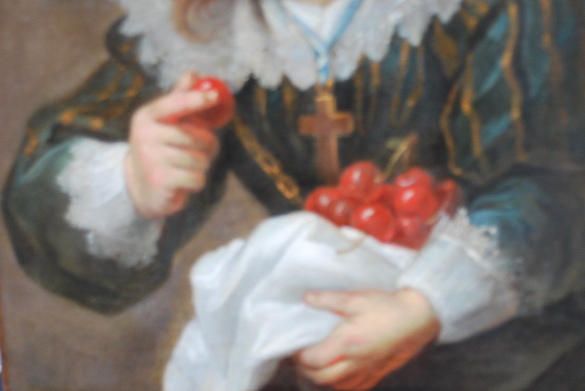 Portrait De Jeune Enfant Aux Cerises école XVIIIeme-photo-4