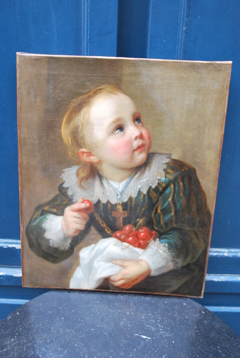 Portrait De Jeune Enfant Aux Cerises école XVIIIeme-photo-6