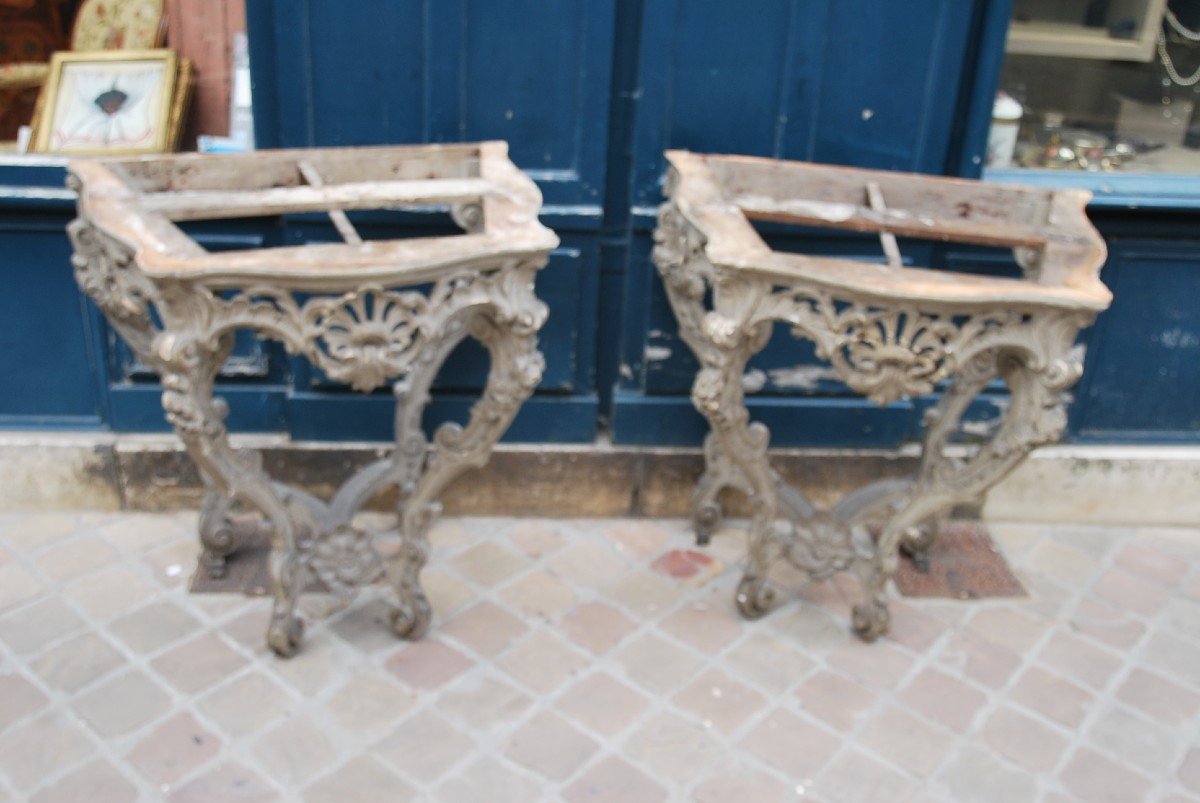 Pair Of Lacquered Consoles From Louis XV Period-photo-2
