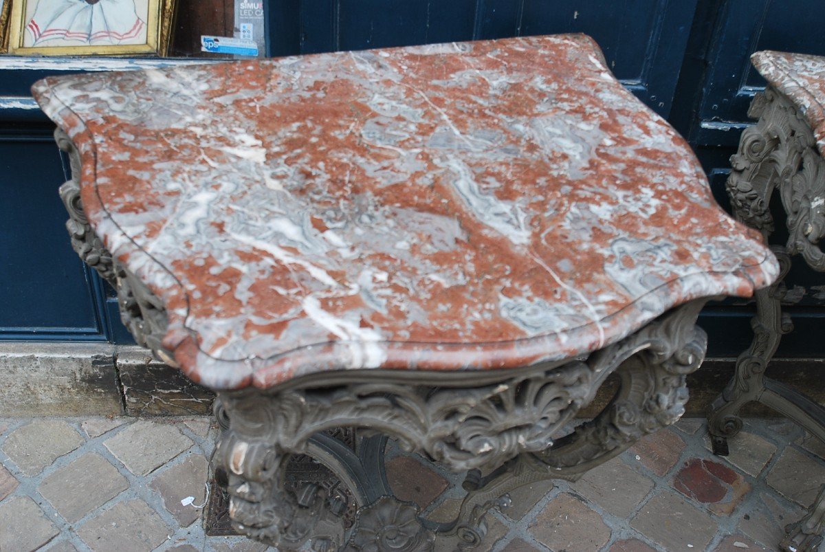 Pair Of Lacquered Consoles From Louis XV Period-photo-8