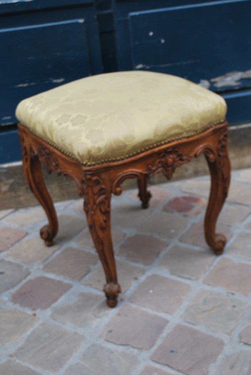 Louis XV Period Natural Wood Stool -photo-2