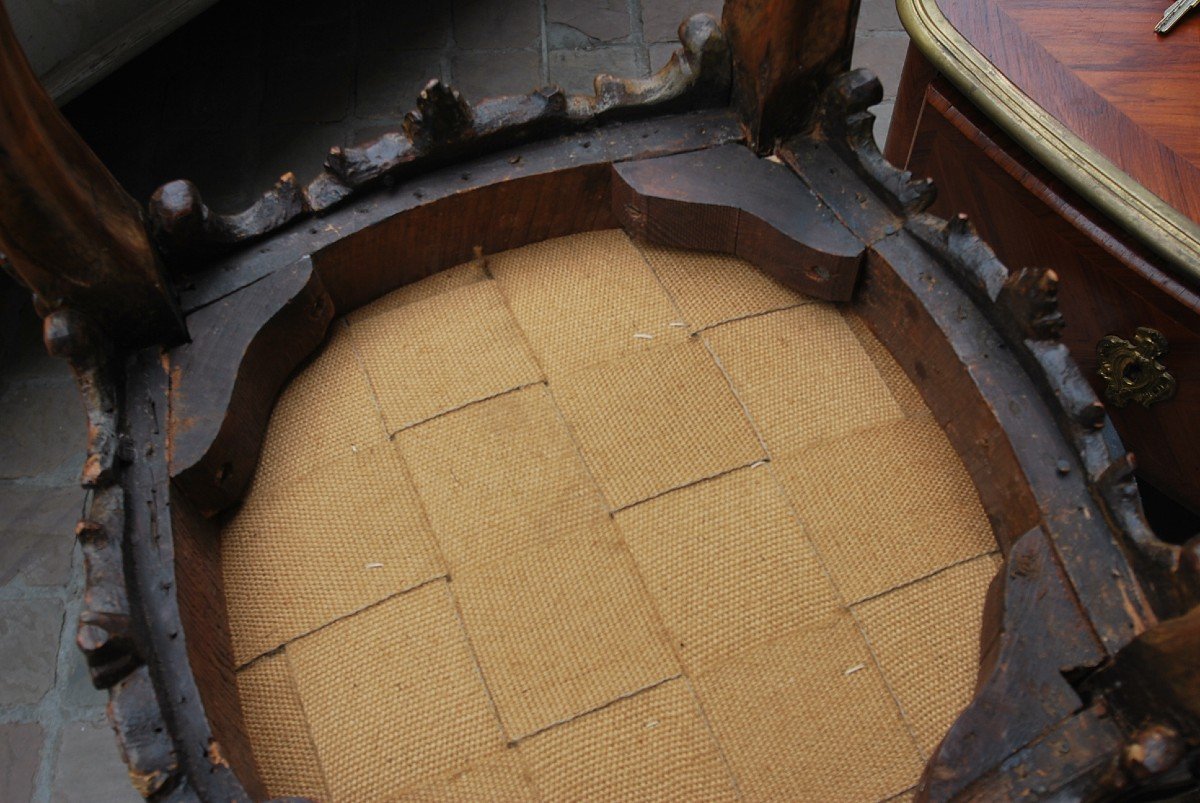 Louis XV Period Natural Wood Stool -photo-2