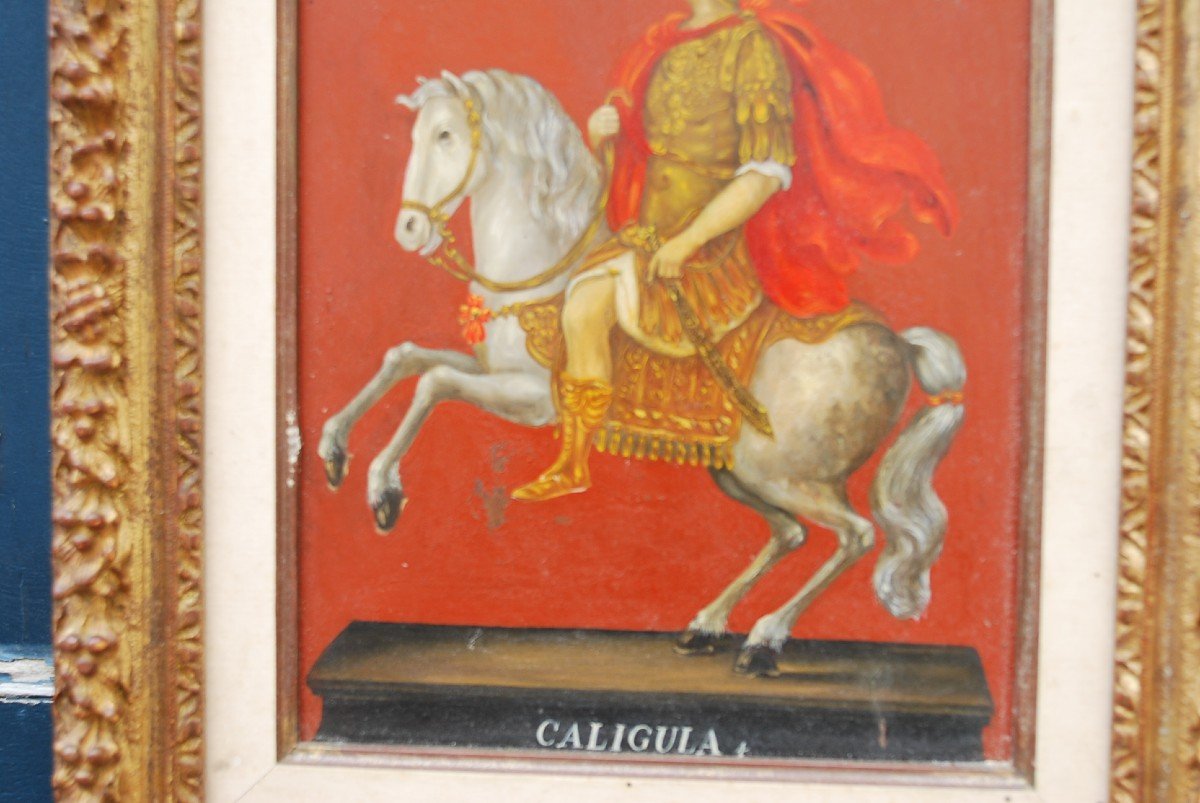 Calugula, Oil On Metal Representing The Emperor Caligula Style XVII-photo-1