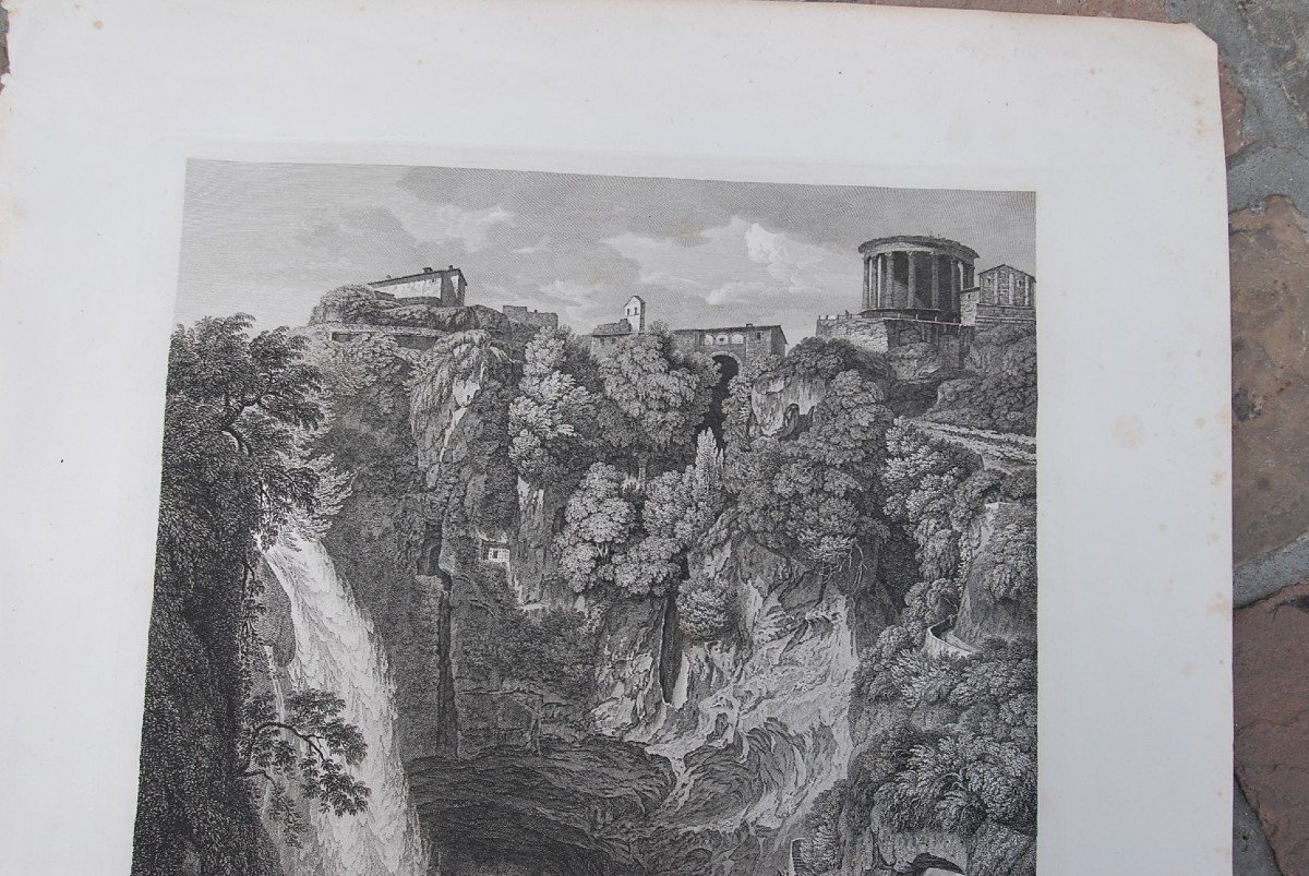 Paire De Gravures Cascades Et Ruines XVIII Panini-photo-4