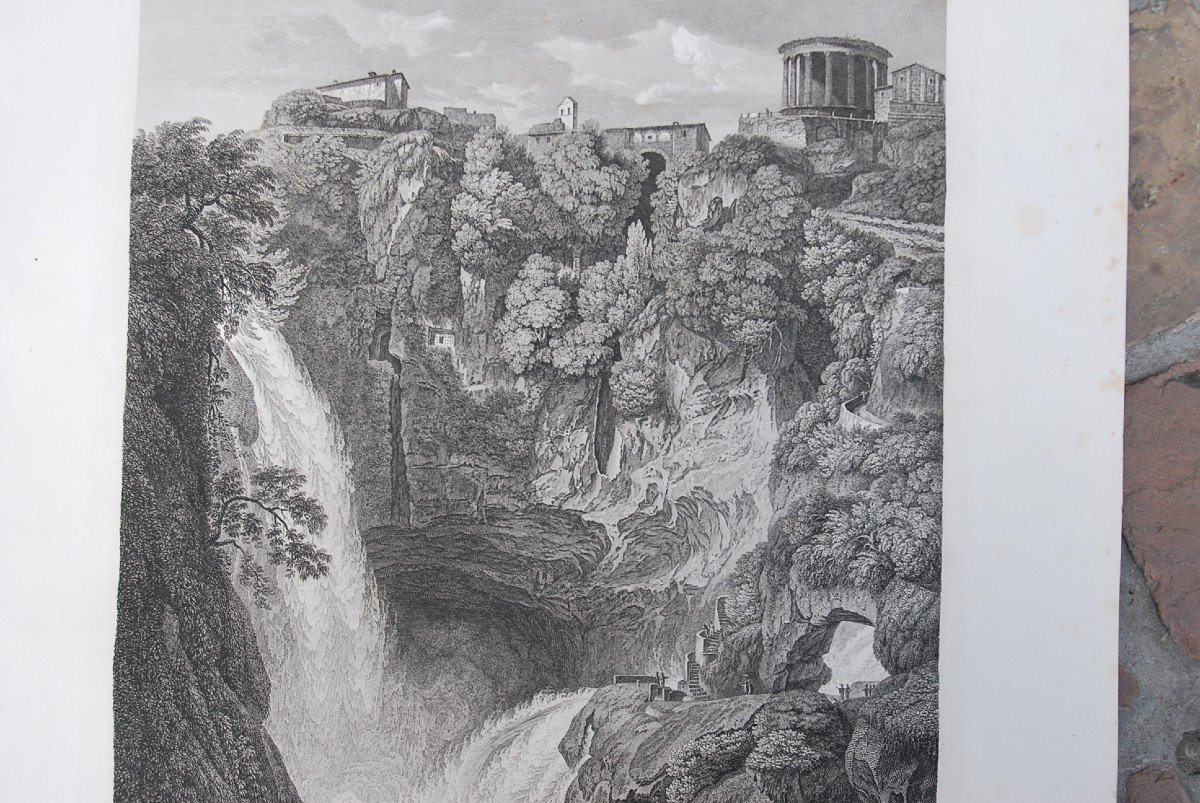 Paire De Gravures Cascades Et Ruines XVIII Panini-photo-1