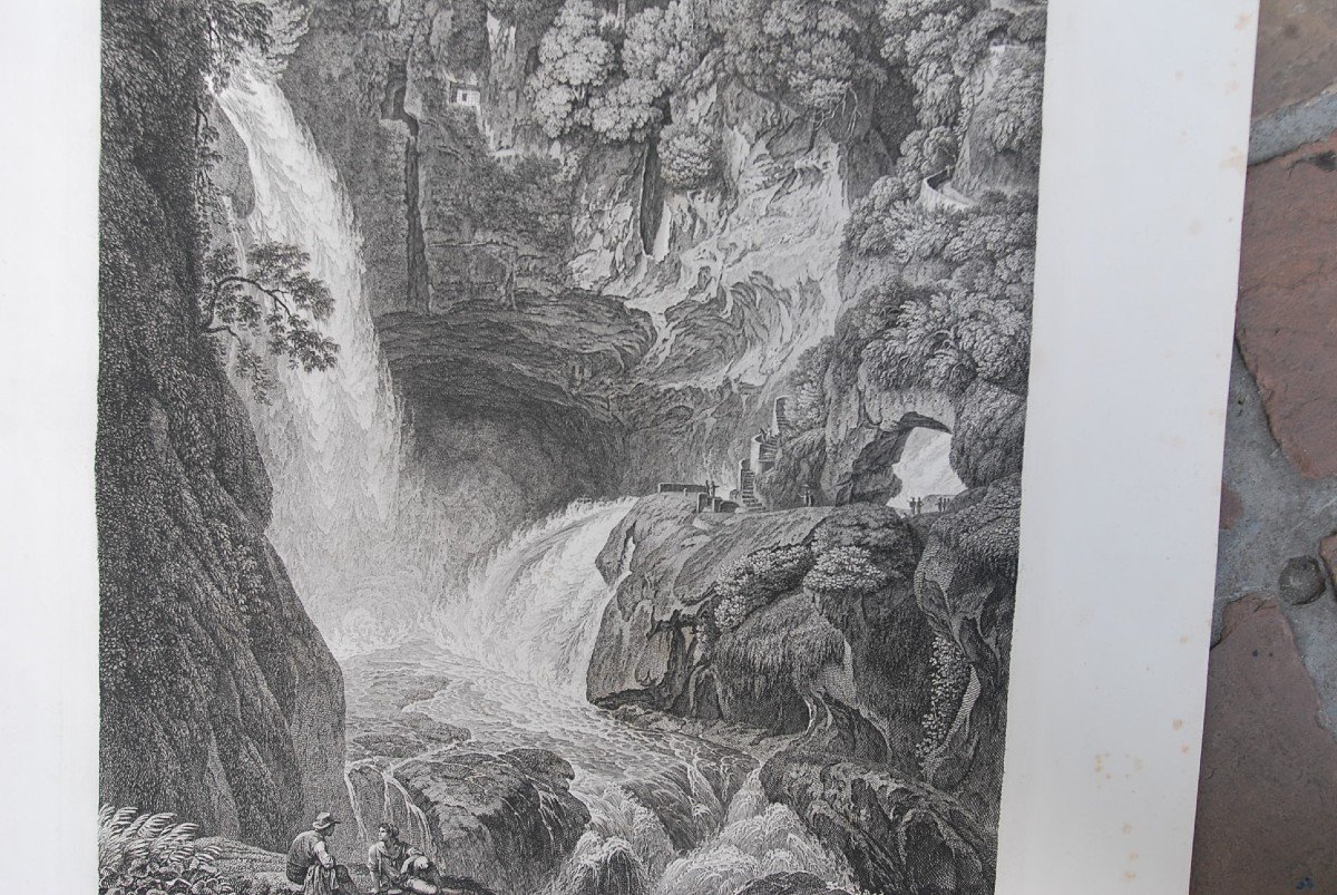 Paire De Gravures Cascades Et Ruines XVIII Panini-photo-2