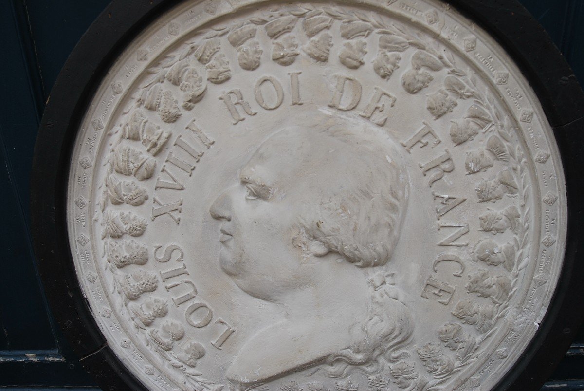 Grand Médaillon En Plâtre Profil De Louis XVIII  Et Roi De Frances XIX-photo-3