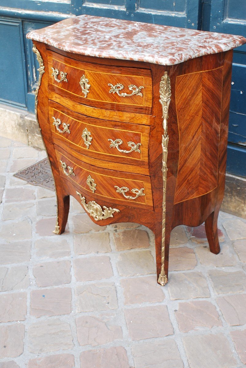 Small Sauteuse Commode From Louis XV Period From The 18th Century-photo-3