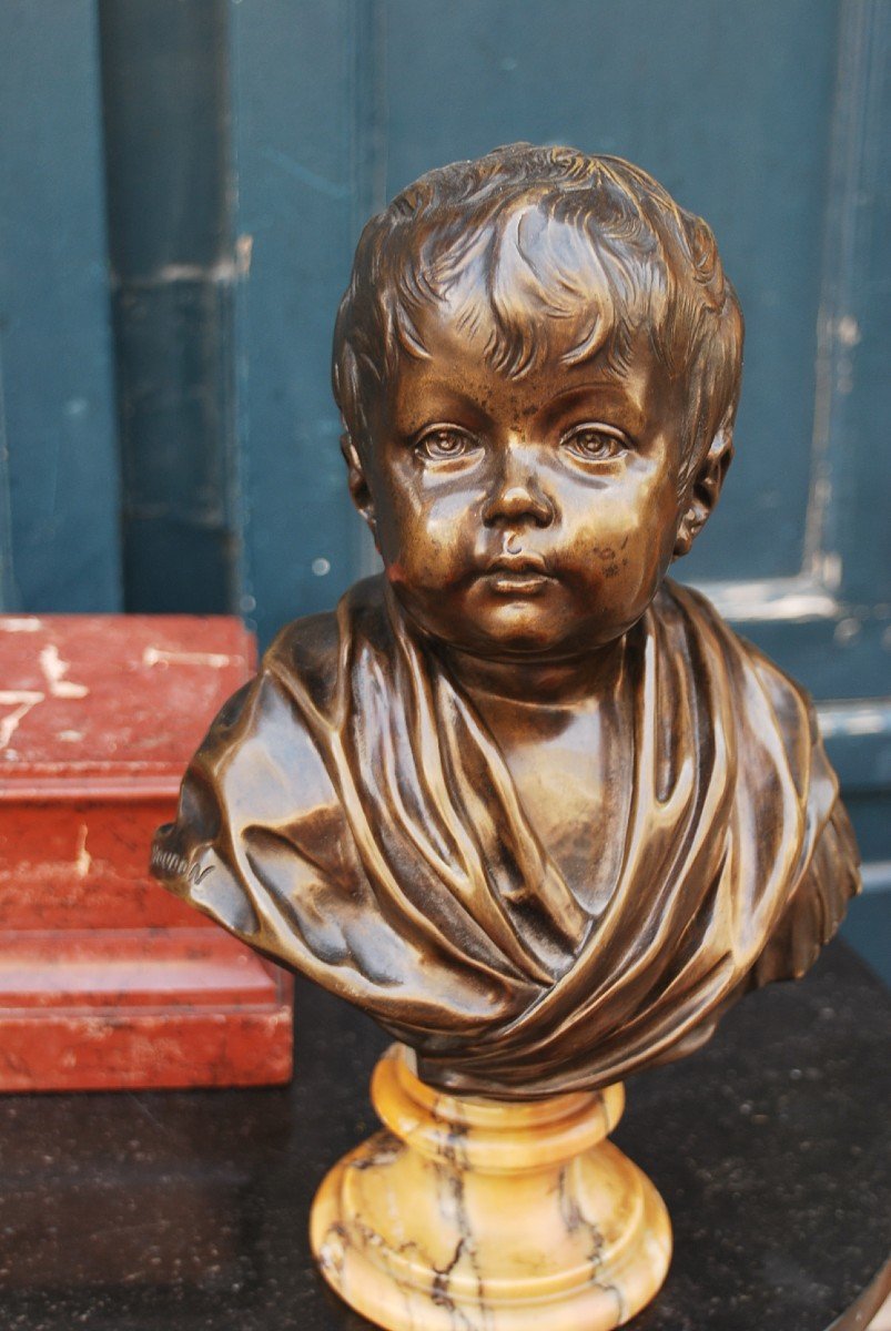 Buste En Bronze Et Marbre Houdon-photo-2