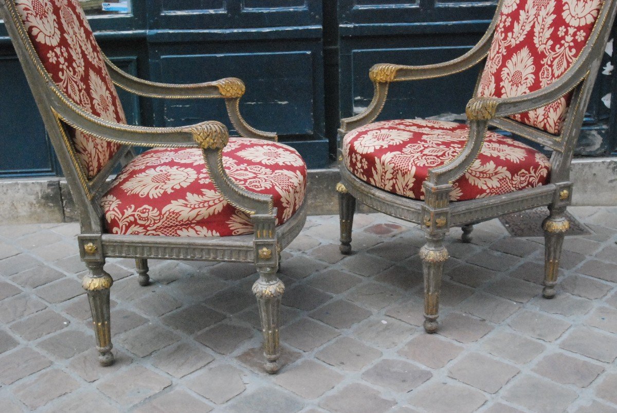 Paire De Fauteuil à Châssis Italie Style Louis XVI-photo-1