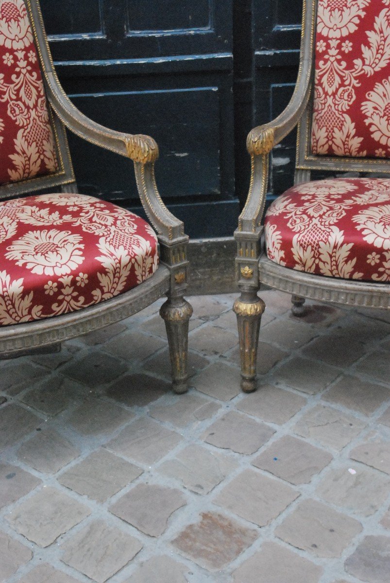 Paire De Fauteuil à Châssis Italie Style Louis XVI-photo-6