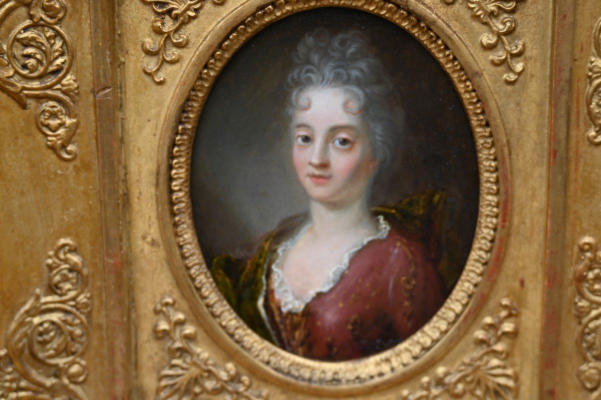 Miniature Su Copper XVIII Portrait Of Jeanne Jobert Wife Of Pierre Chomel-photo-1