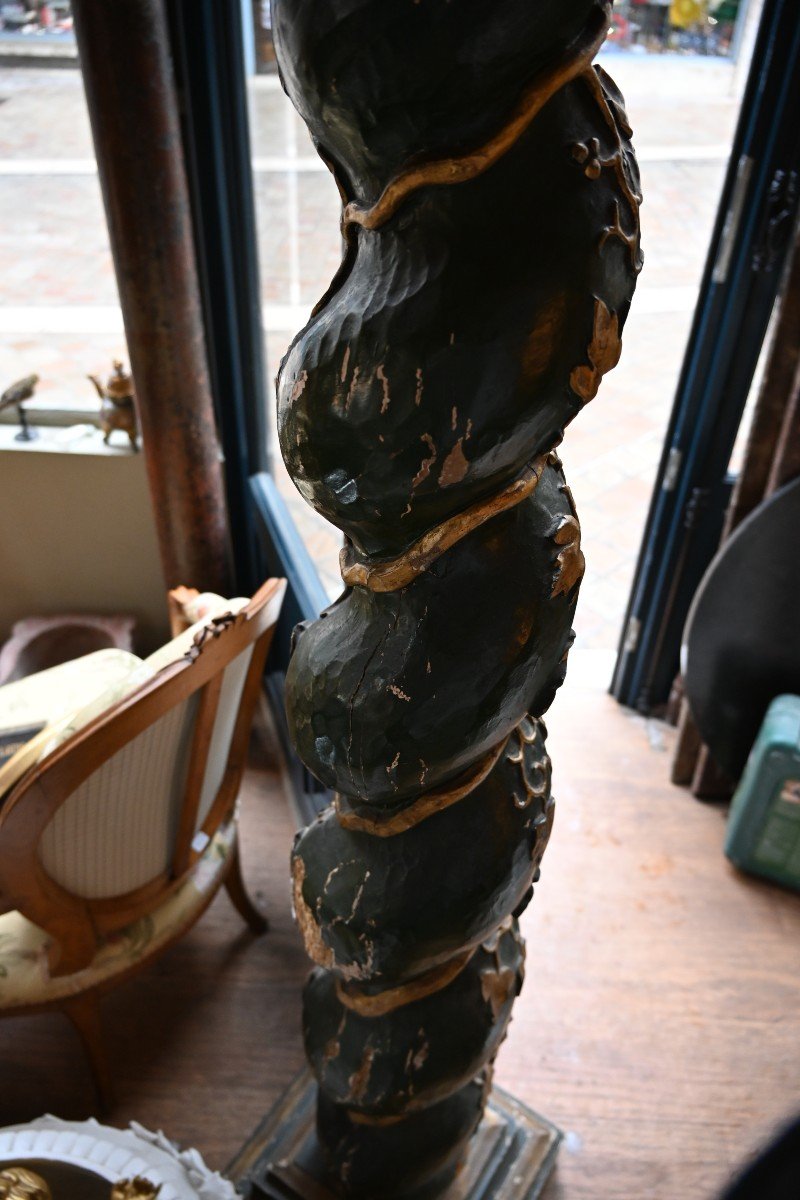 Large Torso Column In Lacquered Wood From Louis XIV Period From The 18th Century-photo-3