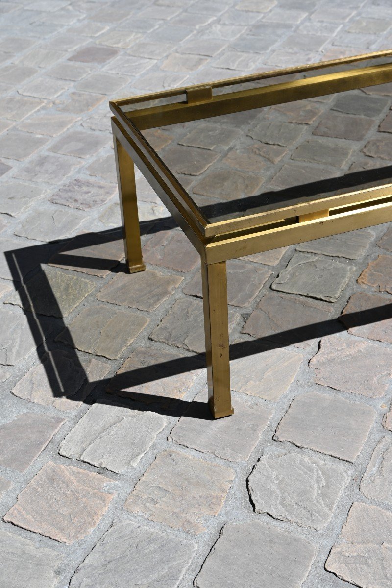 Table Basse En Laiton Jansen Par Guy Lefèvre  XX-photo-2