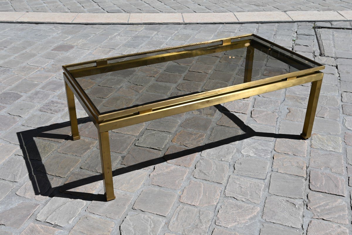 Table Basse En Laiton Jansen Par Guy Lefèvre  XX