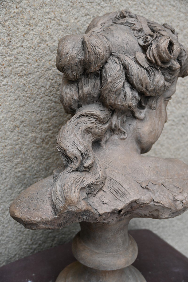 Terracotta Bust Of Young Woman D After Bouchardon -photo-3