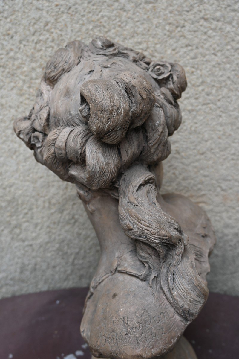 Terracotta Bust Of Young Woman D After Bouchardon -photo-5