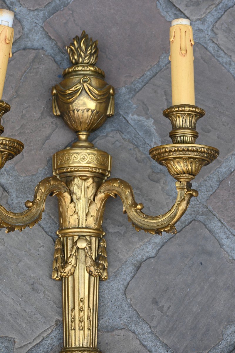 Pair Of Bronze Sconces From Louis XVI Period-photo-4