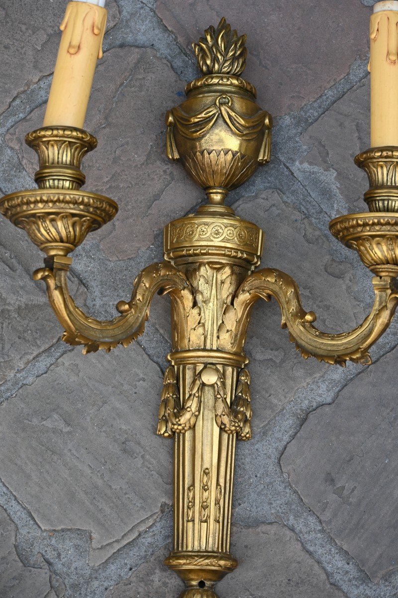 Pair Of Bronze Sconces From Louis XVI Period