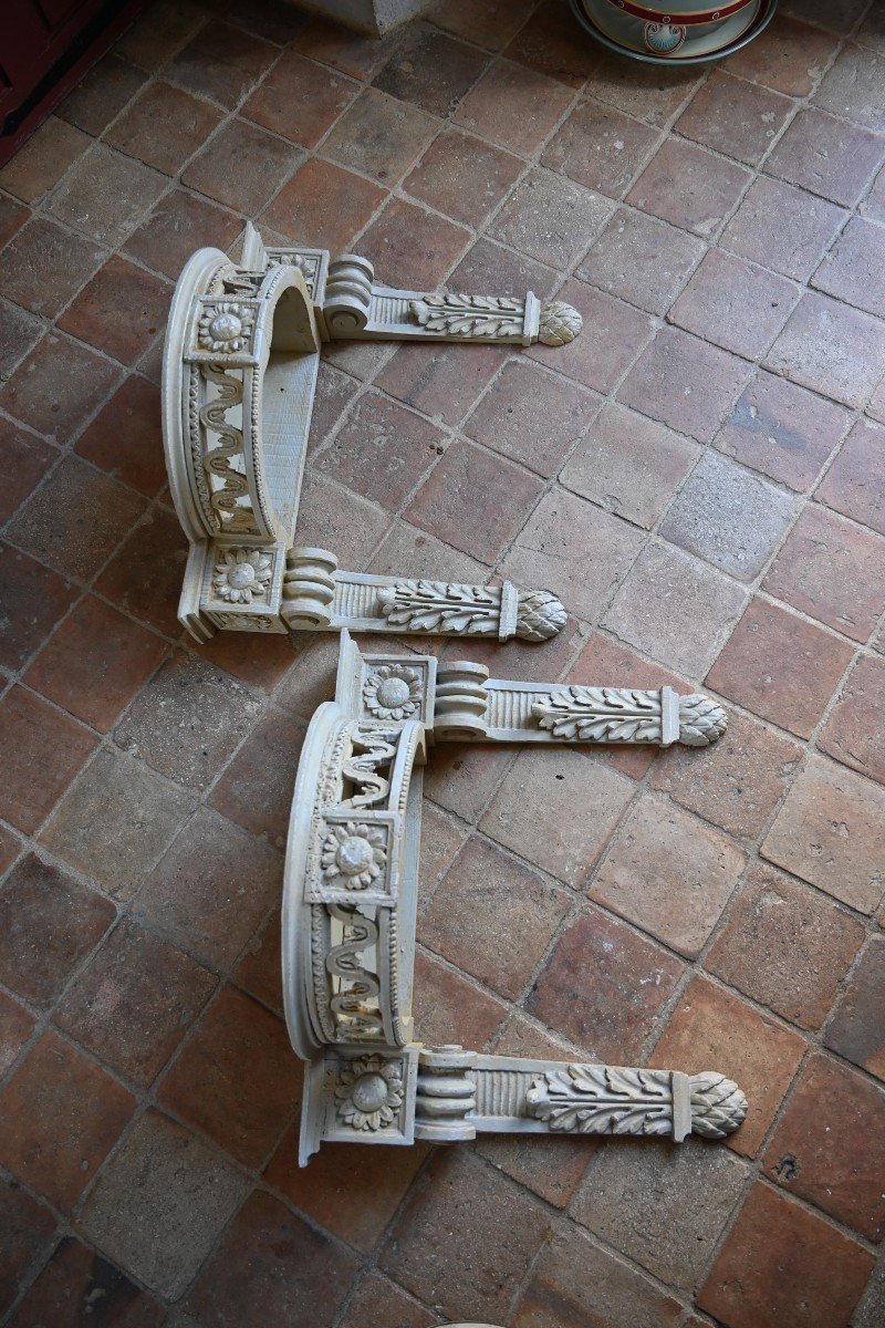 Pair Of Small Louis XVI Style Wall Consoles-photo-3