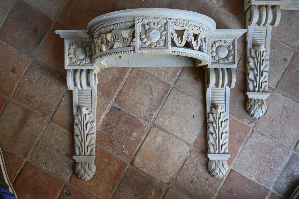 Pair Of Small Louis XVI Style Wall Consoles-photo-4