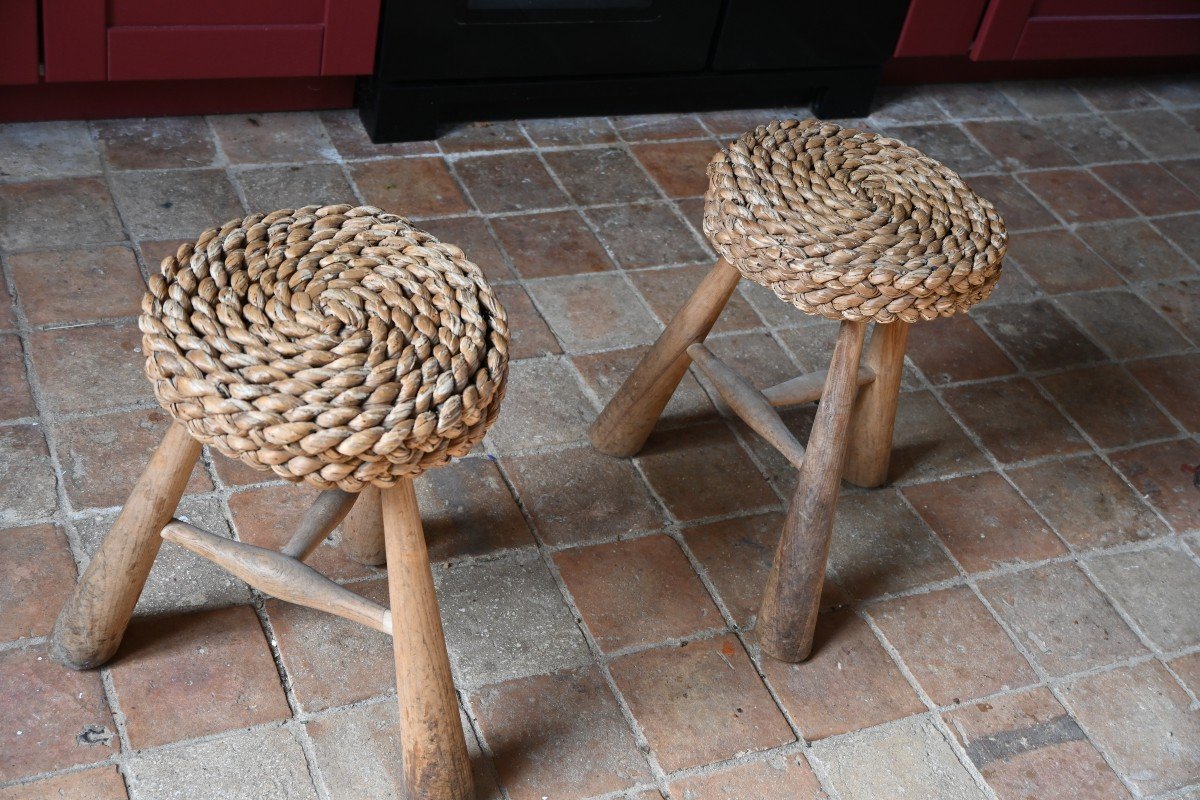 Paire De Tabourets Par Audoux Minet-photo-2