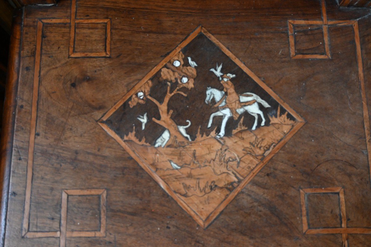 Paire De Chaises Italiennes  Décorées En" Certosina " Du XVIII-photo-7