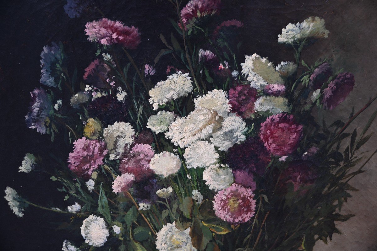 Grande Huile Bouquet De Fleurs Par Cauchois-photo-2