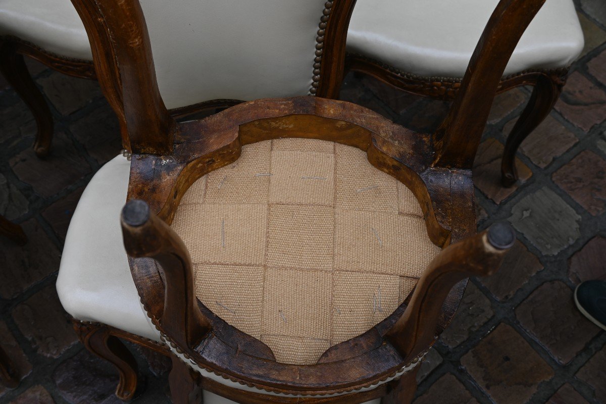 Set Of Six Louis XV Period Cabriolet Chairs From The 18th Century-photo-3
