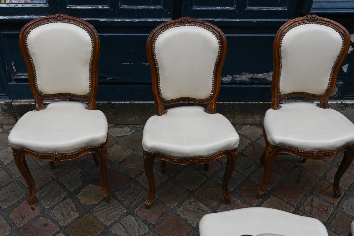 Set Of Six Louis XV Period Cabriolet Chairs From The 18th Century-photo-5