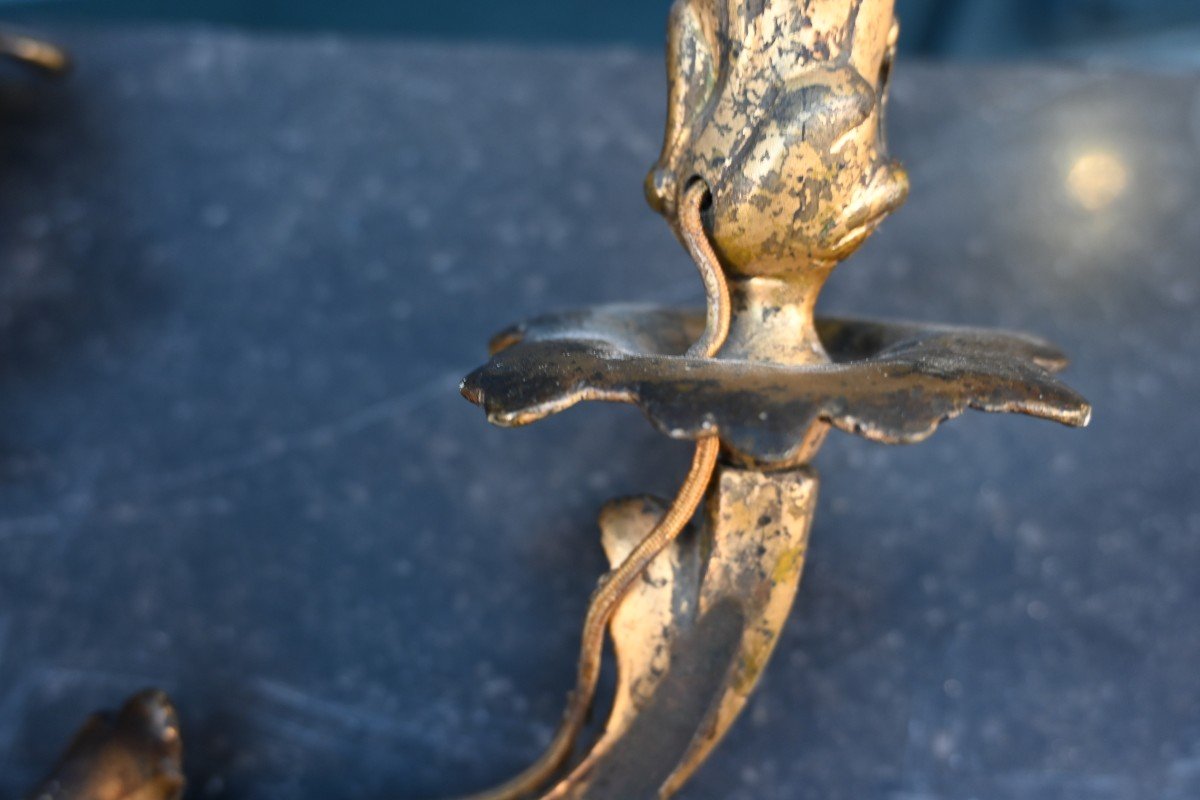 Paire D Appliques En Bronze Doré D époque Louis XV Du XVIII-photo-5