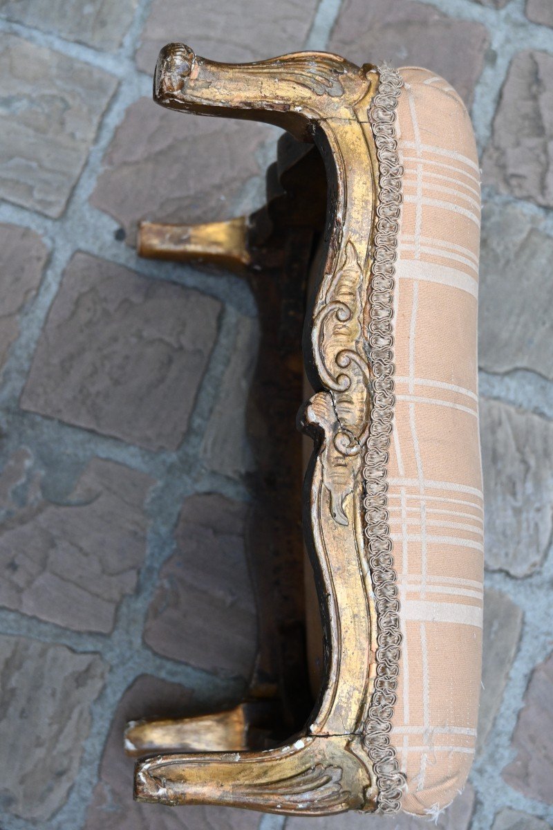 Petit Tabouret En Bois Sculpté De Style Louis XV-photo-5