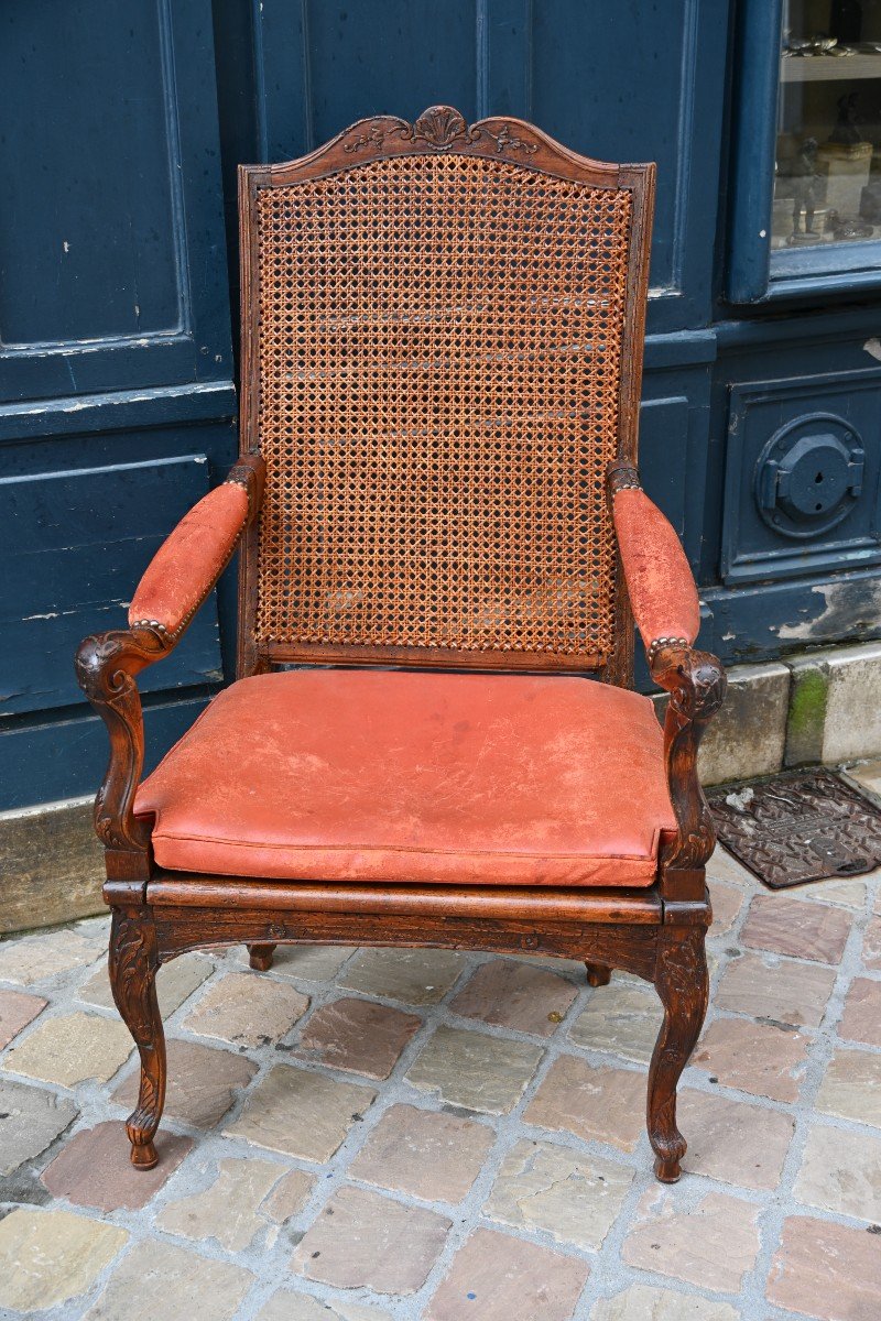 Rare Fauteuil Canné D époque Louis XIV-photo-3