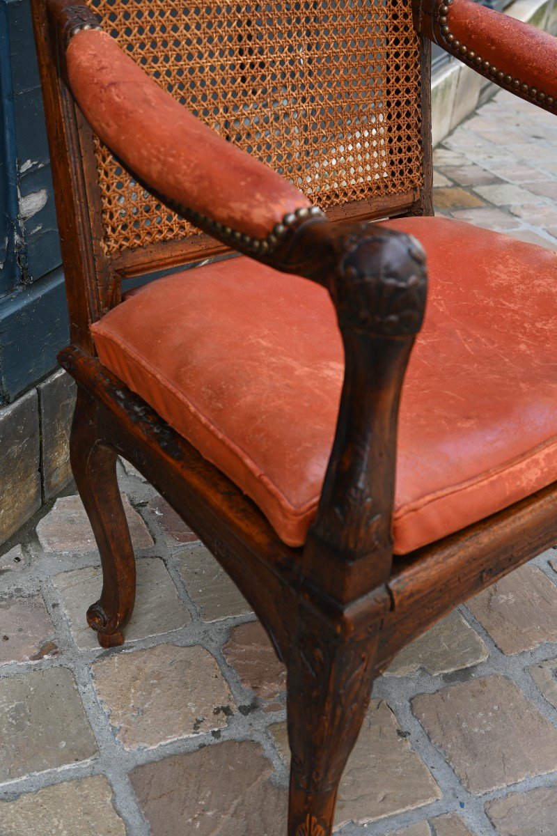 Rare Fauteuil Canné D époque Louis XIV-photo-4