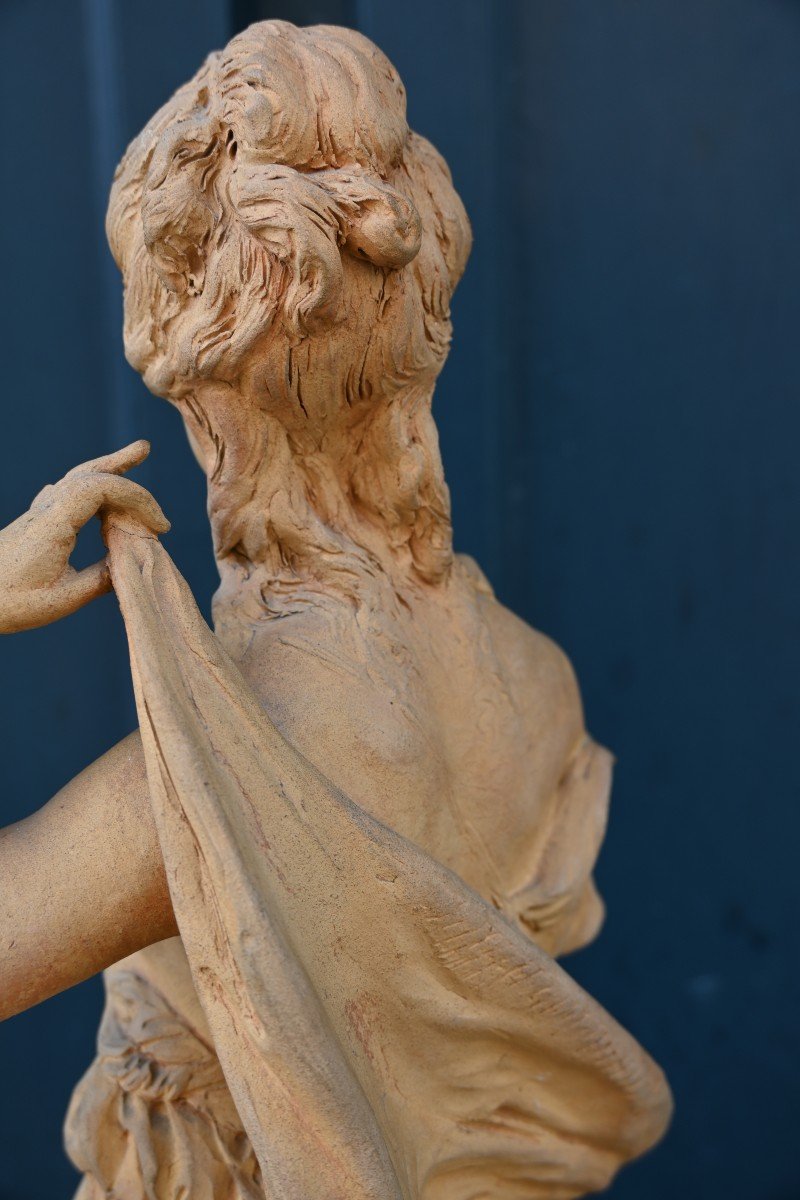 Terre Cuite Originale Du XVIII  Représentant Une Jeune Femme -photo-7