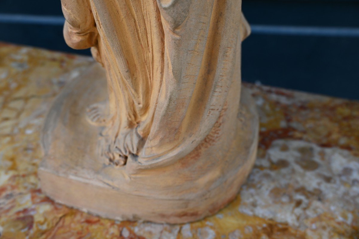 Terre Cuite Originale Du XVIII  Représentant Une Jeune Femme -photo-8