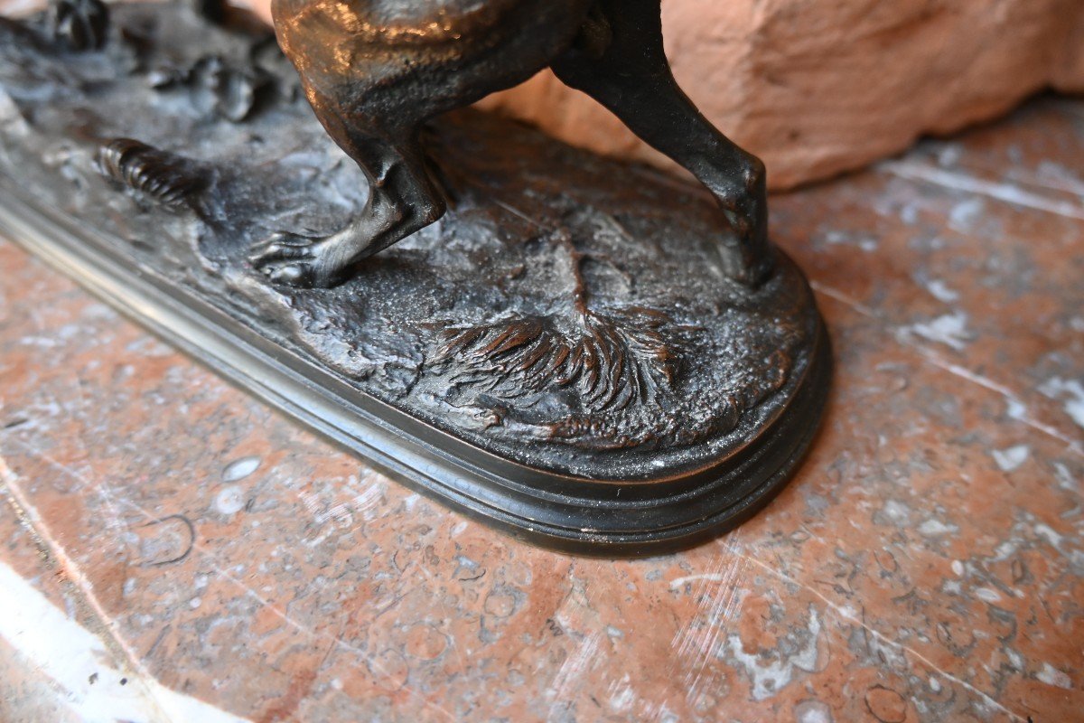 Pierre Jules Mène   Chien D Arrêt , Bronze-photo-4