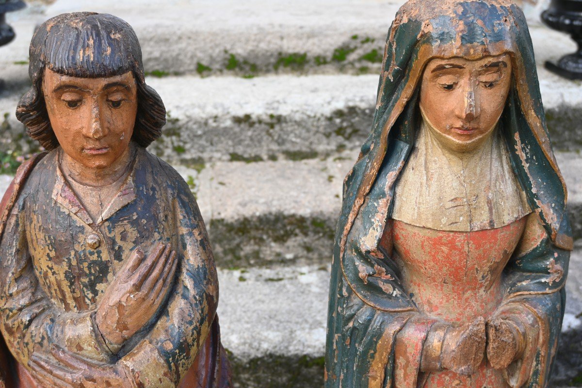 Paire De Rares Statues De Calvaire Saint Jean Et Vierge  ; Morlaix XVI-photo-3