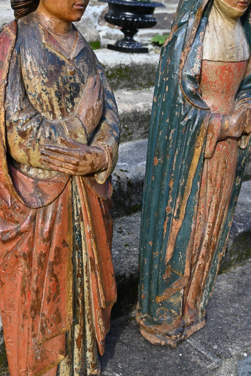 Paire De Rares Statues De Calvaire Saint Jean Et Vierge  ; Morlaix XVI-photo-5