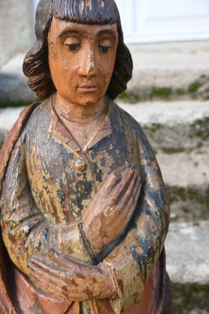 Paire De Rares Statues De Calvaire Saint Jean Et Vierge  ; Morlaix XVI-photo-7