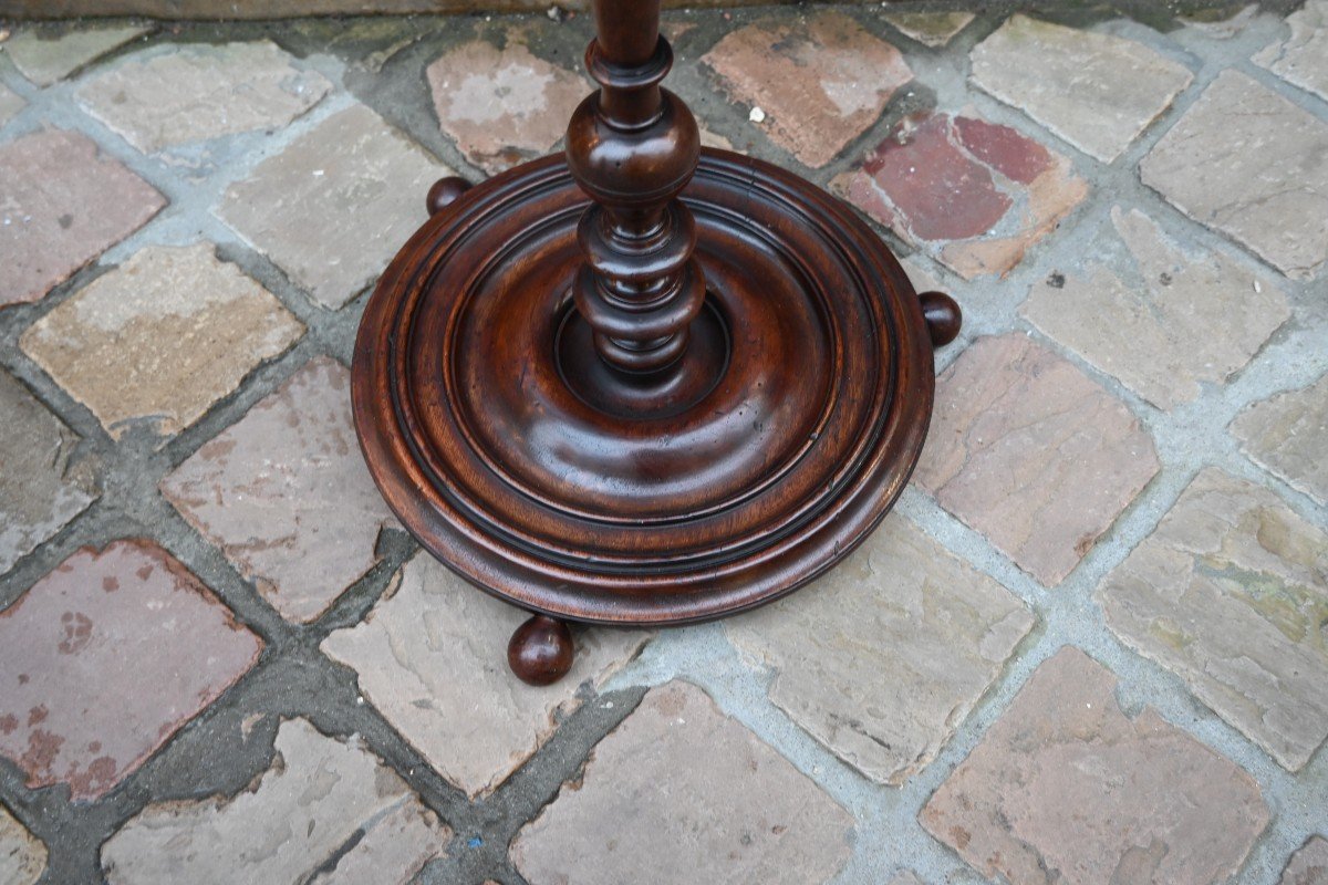 Louis XIII Style Walnut Light Holder Pedestal Table-photo-3