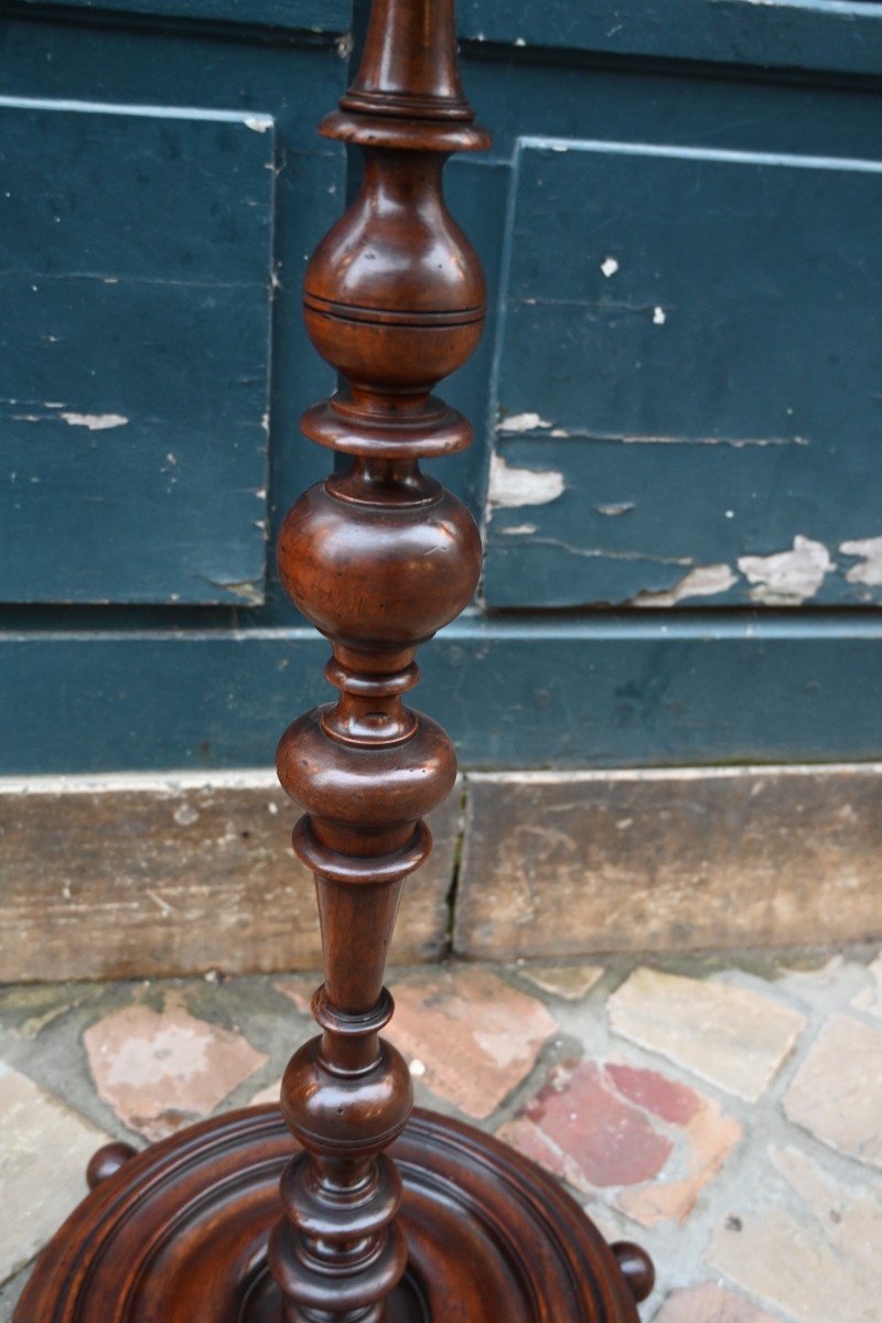 Louis XIII Style Walnut Light Holder Pedestal Table-photo-1
