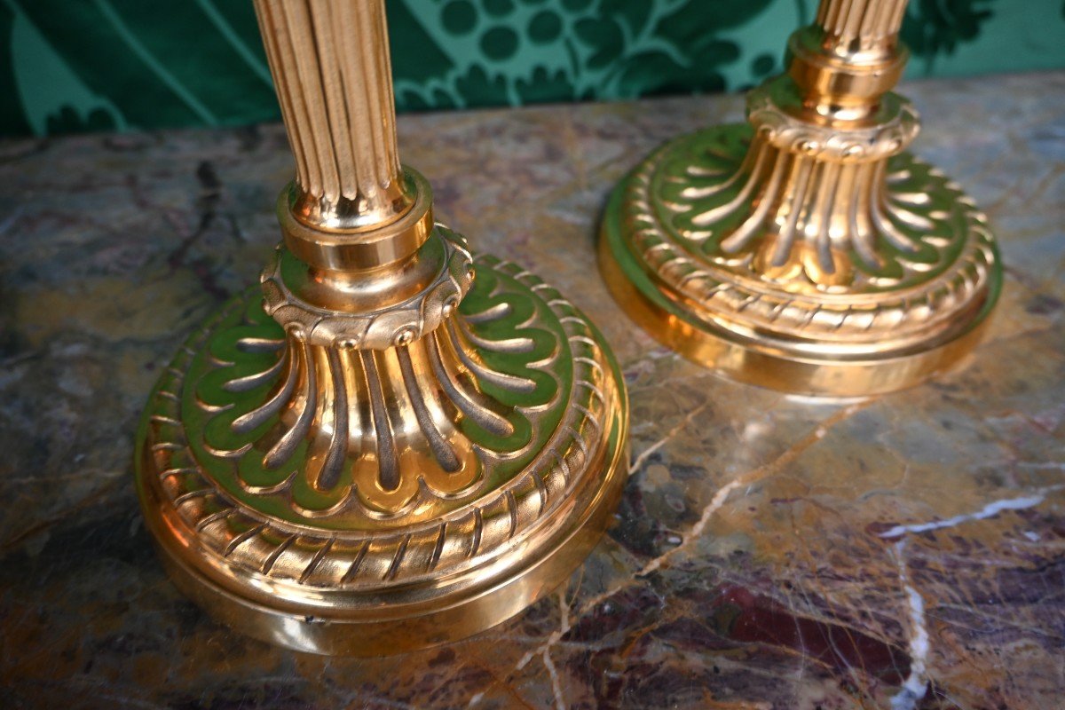 Pair Of Large Louis XVI Period Candlesticks-photo-2