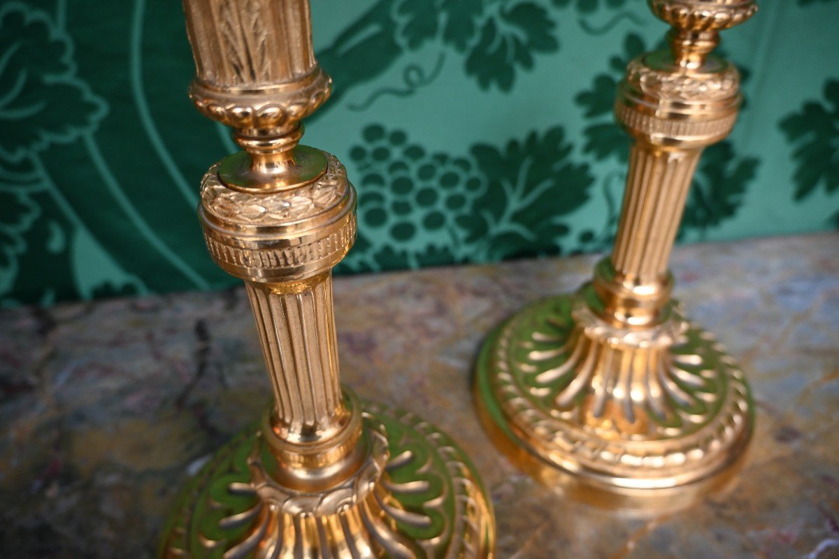 Pair Of Large Louis XVI Period Candlesticks-photo-3