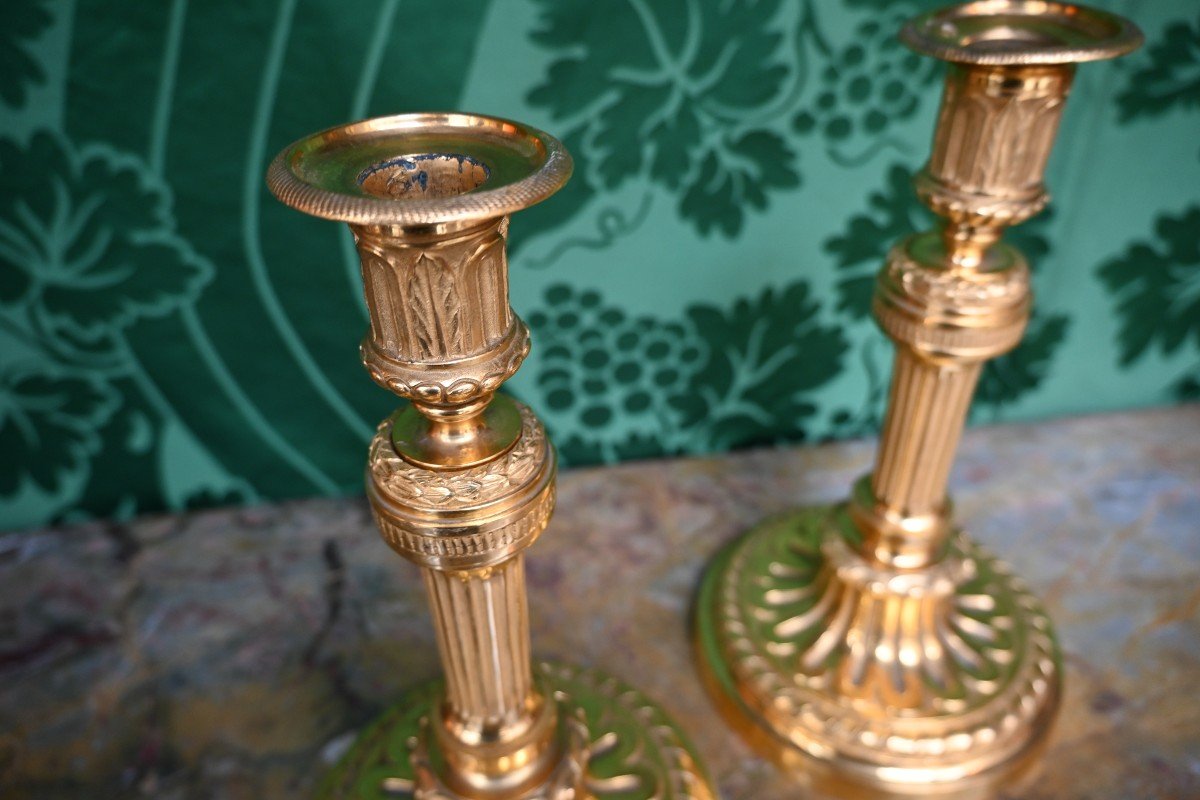 Pair Of Large Louis XVI Period Candlesticks-photo-4